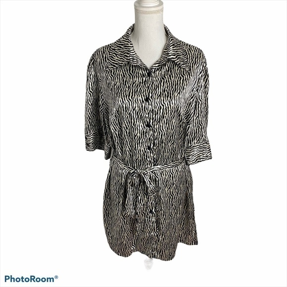 Lane Bryant Zebra Print Dress 14/16 Button Down - Picture 1 of 11